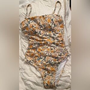 Cupshe Yellow & Cream Floral One-Piece Swimsuit